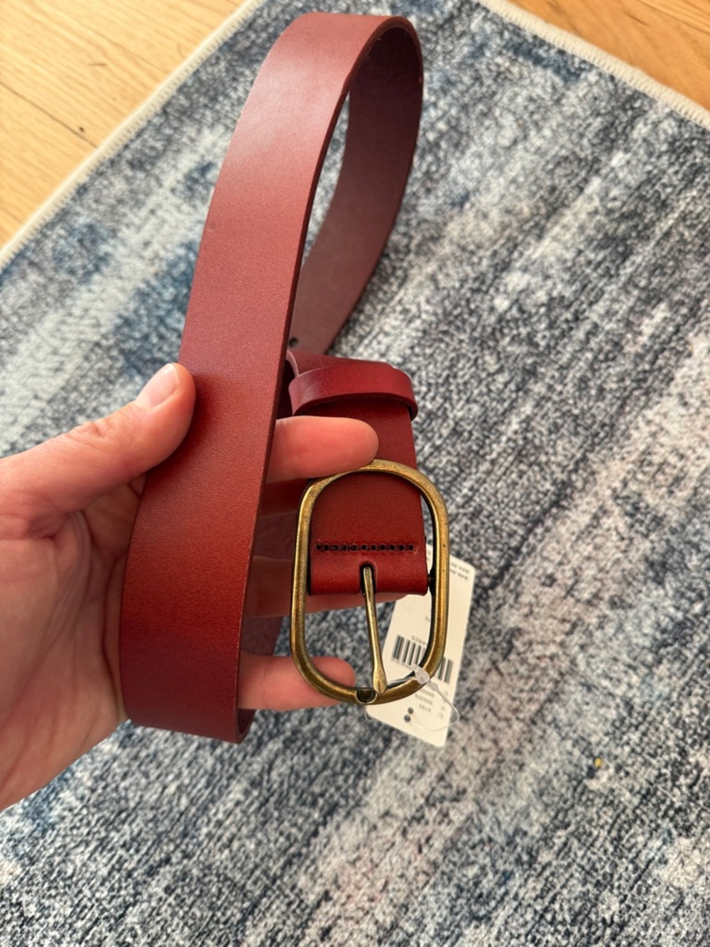 Anthropologie Rustic Red Leather Belt with Brass Oval Buckle - Picture 10 of 10